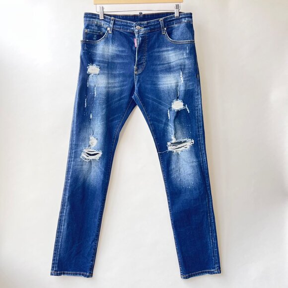 Dsquared2 Distressed Denim Jeans – Men’s Size 52 – Blue Wash - Picture 1 of 10